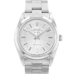 Pre-owned Rolex Air King Automatic Chronometer Silver Dial Mens Watch 14000 SSO