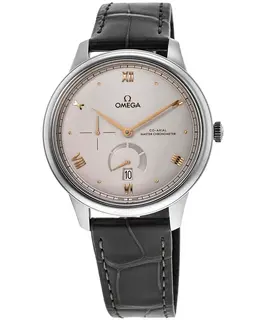 Omega De Ville Prestige Co-Axial Master Chronometer Small Seconds 41mm Automatic Grey Dial Leather Strap Men's Watch 434.13.41.21.06.001 434.13.41.21.