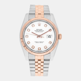 Rolex Datejust White Dial 36mm Women's Watch with Rose Gold Bezel, Reference 1187696