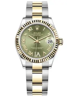Authentic Rolex Datejust 31 M278273-0015, Yellow Gold, Olive Green Dial
