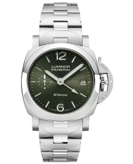 Panerai Luminor Quaranta BiTempo Automatic Green Dial Stainless Steel Men's Watch pam01640
