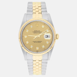 Rolex Datejust 16233 Champagne Yellow Gold Men's Automatic Wristwatch