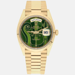 Rolex Day-Date 128238 Automatic Green Dial Yellow Gold Men's Watch