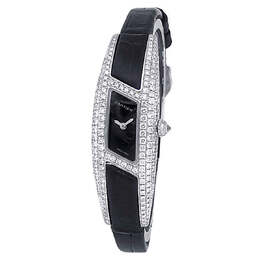 Pre-owned Cartier Himalia Quartz Diamond Black Dial Ladies Watch wj301570