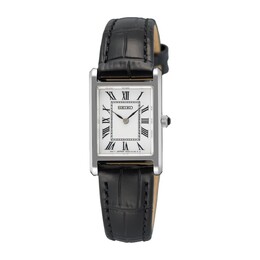 Seiko Classic Quartz SWR107P1: White Dial, Stainless Steel Case with Black Strap