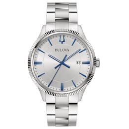 Bulova Stainless Steel Quartz Silver Dial Mens Watch 96B451