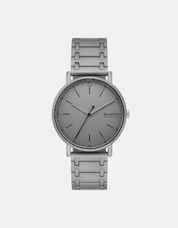 Мужские фирменные часы Skagen с тремя стрелками, серые, из нержавеющей стали — СЕРЫЕ 141946164 | grey