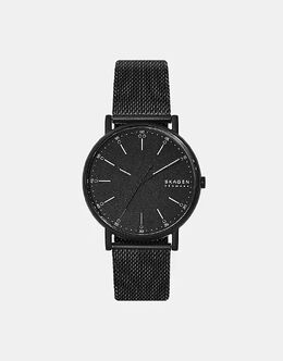 Мужские фирменные часы Skagen с тремя стрелками, из нержавеющей стали черного цвета — СЕРЫЕ 141946015 | midnight