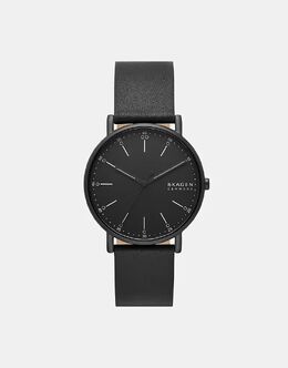 Мужские фирменные часы Skagen с тремя стрелками, из черной нержавеющей стали — ЧЕРНЫЕ 141945725 | black