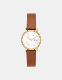 Женские часы Skagen Signatur Lille с двумя стрелками, из нержавеющей стали, золотого цвета — КОРИЧНЕВЫЕ 141946874 | brown
