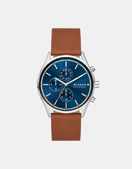 Мужские часы-хронограф Skagen Holst, серебристые, из нержавеющей стали - КОРИЧНЕВЫЕ 141946021 | brown