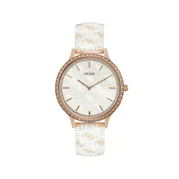 Guess Watch guw1229l3ac Analog Quartz Golden Stainless Steel Case, White Leather Strap, Gray Dial