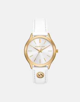 Женские тонкие часы Michael Kors Runway с тремя стрелками, белые кожаные — БЕЛЫЕ 143150261 | white