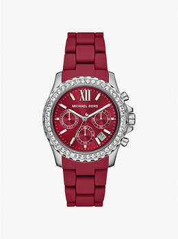 Крупные часы Everest Pavé из серебра и силикона Michael Kors, красный mko1202 | raspberry