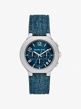 Крупные часы Gramercy из серебристого денима Michael Kors, синий mk7524 | denim