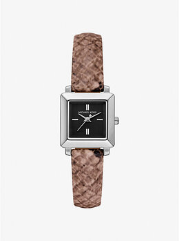 Мини-Часы из кожи с тиснением под змею Гвинн Michael Kors, коричневый mko1195 | driftwood