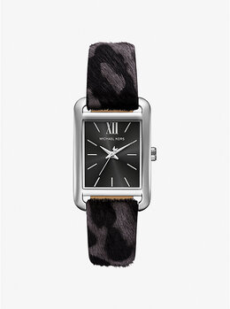 Часы Monroe из телячьей шерсти с леопардовым принтом Michael Kors, черный mko1199 | black