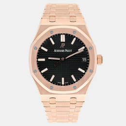 Audemars Piguet Royal Oak Automatic Black Dial with Tapisserie, Pre-Owned, 41 mm Case in Rose Gold