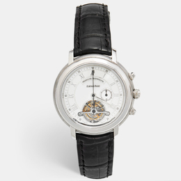Audemars Piguet Jules Audemars Tourbillon Chronograph AP25909BA.00.D002CR.03 Men's 43mm Silver Dial White Gold Crocodile