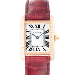 Pre-owned Cartier Tank Louis Hand Wind Diamond Silver Dial Ladies Watch WJTA0010