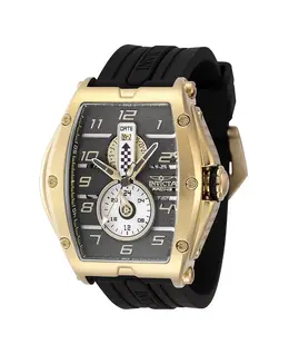 Мужские часы 47386 Invicta Racing Quartz с многофункциональным черным, белым, серебряным и золотым циферблатом, золотой 21894375 | gold