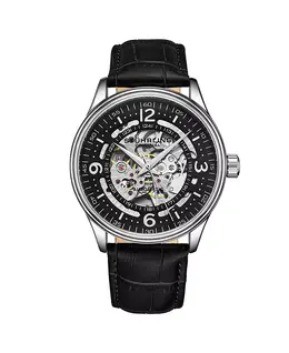 Мужские черные кожаные часы с ремешком 42 мм Stuhrling, черный 10540800 | black
