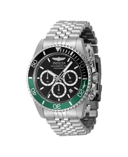 Мужские часы Pro Diver Quartz Chronograph 48380 с черным циферблатом Invicta, серебряный 20955286 | silver
