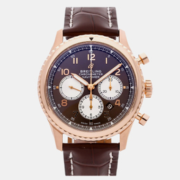 Pre-Owned Breitling Navitimer Aviator 8 B01 RB0117131Q1P Automatic Chronograph in Rose Gold and Brown Dial