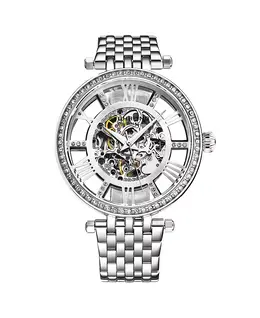 Delphi 3944 Automatic 38mm Ladies Skeleton Watch – Женские скелетонные часы Delphi 3944 с автоподзаводом, 38 мм Stuhrling, серебряный 17607658 | silver tone