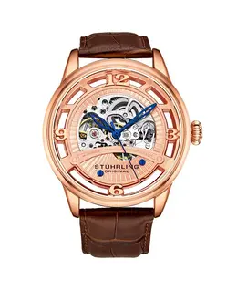 Мужские кожаные часы с коричневым ремешком 48 мм Stuhrling, коричневый 10540934 | brown