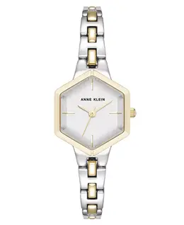 Женские часы Quartz Petite с двухцветным браслетом из металлического сплава, шестигранный корпус, 21 мм Anne Klein, мультиколор 19237862 | silver-tone/gold-tone