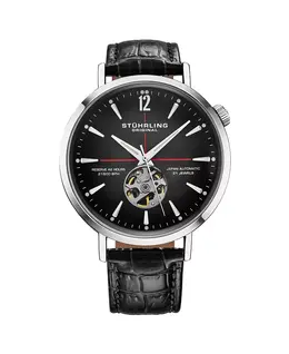 Мужские часы 1021 Quasar Skeleton Automatic, 42 мм Stuhrling, черный 21825364 | black