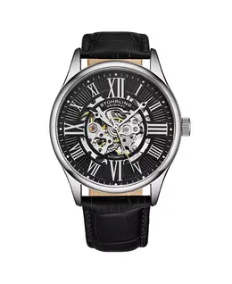 Мужские черные кожаные часы с ремешком 42 мм Stuhrling, черный 10540860 | black