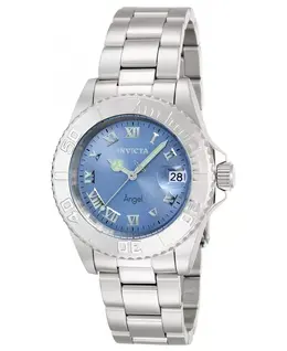 Женские часы 14361 Angel Quartz с тремя стрелками и светло-голубым циферблатом Invicta, серебряный 22296206 | silver
