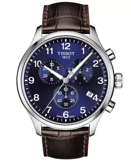 Мужские швейцарские часы Chrono XL Classic T-Sport с хронографом, коричневый кожаный ремешок, 45 мм Tissot, мультиколор 5869995 | brown/blue