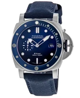 Panerai Submersible QuarantaQuattro Blu Profondo Automatic Blue Dial Synthetic Strap Men's Watch pam01289