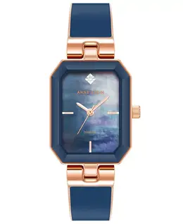 Женские кварцевые часы-браслет с эмалью и сплавом, 24 мм x 37,5 мм Anne Klein, мультиколор 16671658 | navy, rose gold-tone