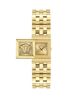 Раскрывающиеся квадратные часы, 18 мм x 25 мм Versace, золотой 5465483 | gold/gold