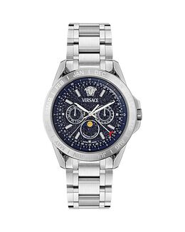 V-Galaxy Moonphase Watch, 43mm – Часы V-Galaxy с индикатором лунных фаз, 43 мм Versace, серебряный 5465511 | blue/silver