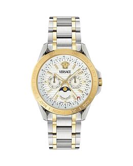 V-Galaxy Moonphase Watch, 43mm – Часы V-Galaxy с индикатором лунных фаз, 43 мм Versace, мультиколор 5465512 | white/two tone
