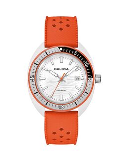 Наручные часы для дайвинга, 41 мм Bulova, белый 5488539 | white/orange
