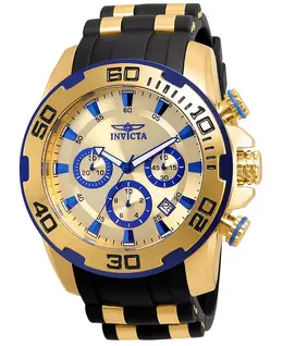 Мужские часы Pro Diver Scuba Quartz Chronograph 22308 с золотым циферблатом Invicta, золотой 21979895 | gold