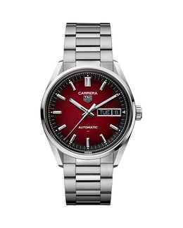 Часы Carrera Automatic, 41 мм Tag Heuer, серебряный 5551146 | red/silver