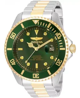 Мужские часы 35727 Pro Diver Automatic с зеленым циферблатом и тремя стрелками Invicta, золотой 22342658 | gold