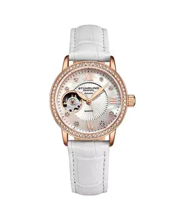 Женские белые кожаные часы на ремешке 34 мм Stuhrling, белый 10540627 | white