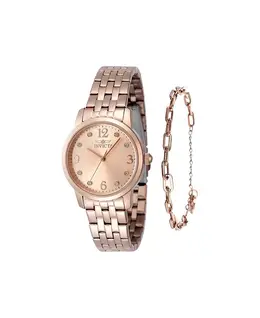 Женские часы 48257 Angel Quartz с тремя стрелками, розовое золото, циферблат Invicta, золотой 22245480 | gold