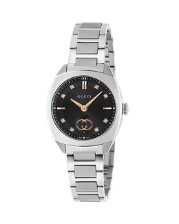 Часы Interlocking, 29 мм Gucci, черный 5569528 | black/silver