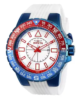 Мужские часы Aviator Quartz 3 Hand с белым циферблатом, модель 23997 Invicta, синий 22296404 | blue
