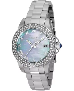 Женские часы 36071 Angel Quartz с тремя стрелками и светло-голубым циферблатом Invicta, серебряный 22296237 | silver