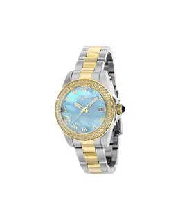 Женские часы 41552 Angel Quartz с тремя стрелками и светло-голубым циферблатом Invicta, золотой 22861386 | gold
